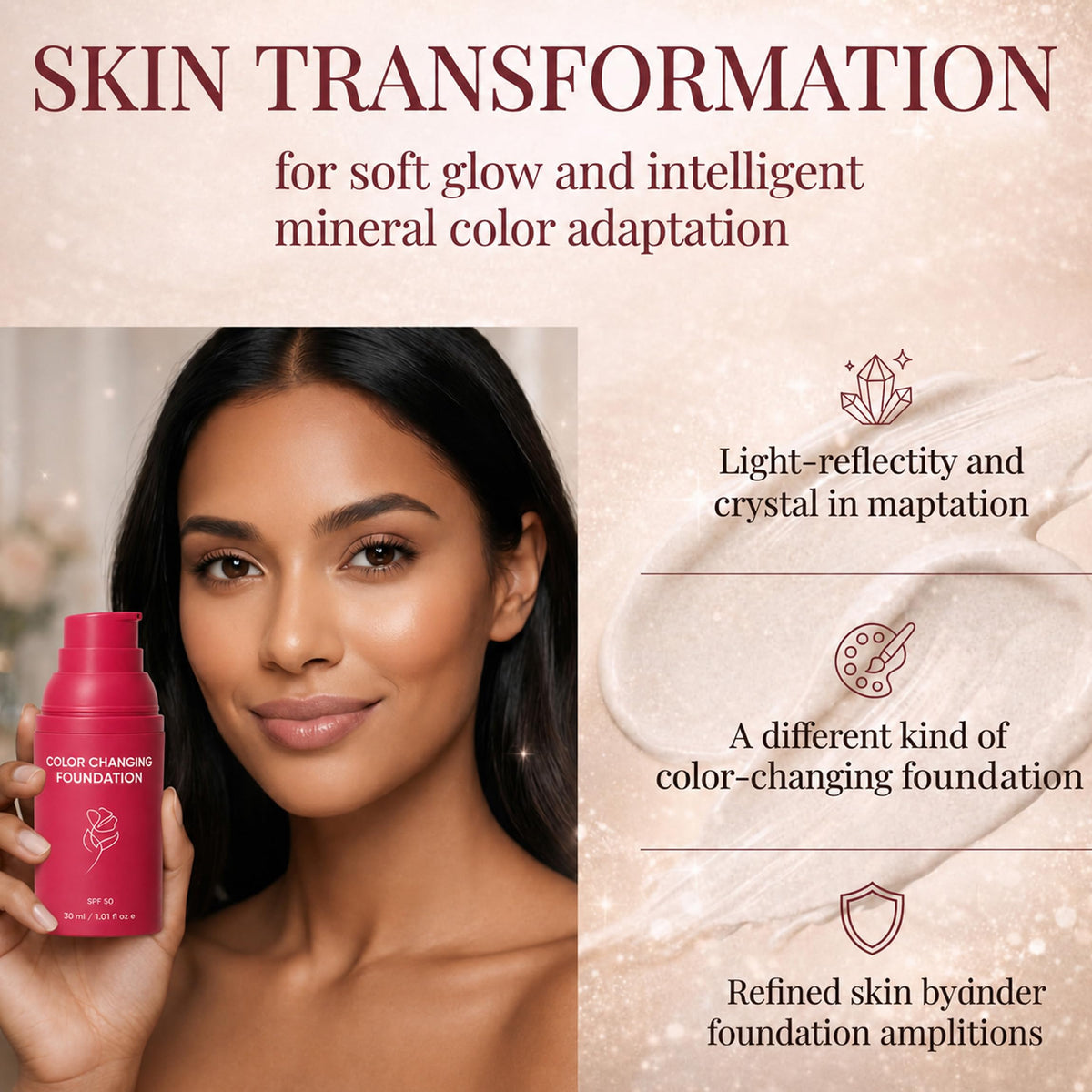 Generic close-up label showing SPF 50 protection and ingredient clarity benefit
