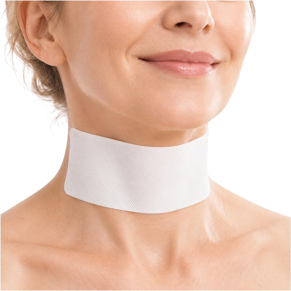 Generic front packaging showing 10-piece neck patch set and benefit of reusable supply
