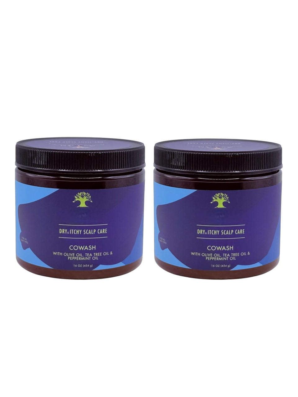 Generic brand front packaging showing two 16 oz jars and product benefits