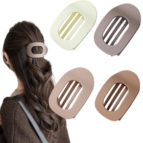 Generic front view of four duckbill hair clips showing colors and compact design, stylish utility
