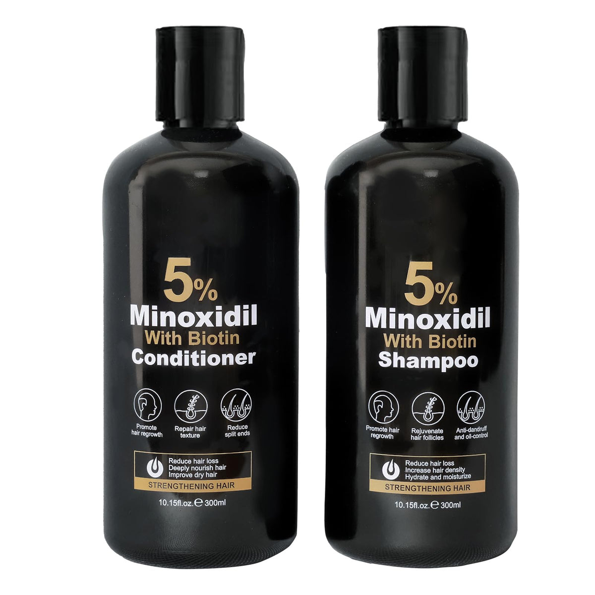 Generic front packaging showing both minoxidil bottles and clear benefits