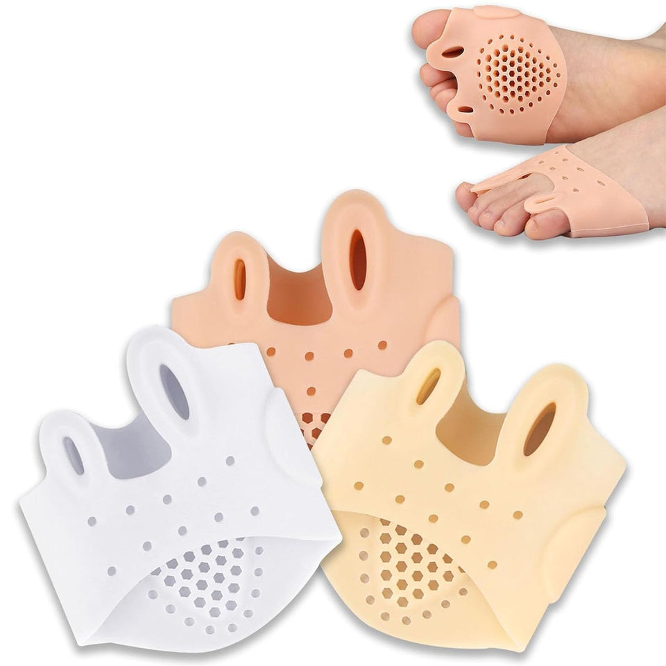 Generic front packaging showing four-color toe separators and set benefit