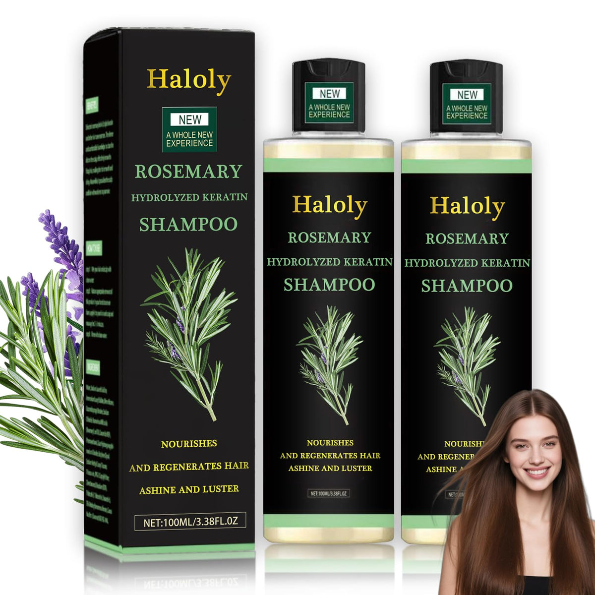 Generic front bottle packaging showing label and benefits for fuller hair