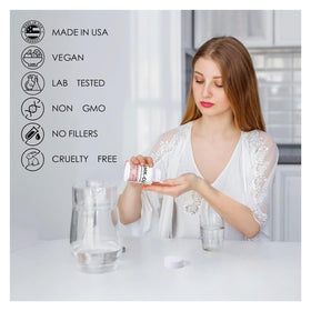 Generic GHK-Cu bottle on bathroom shelf showing integration into routine benefit