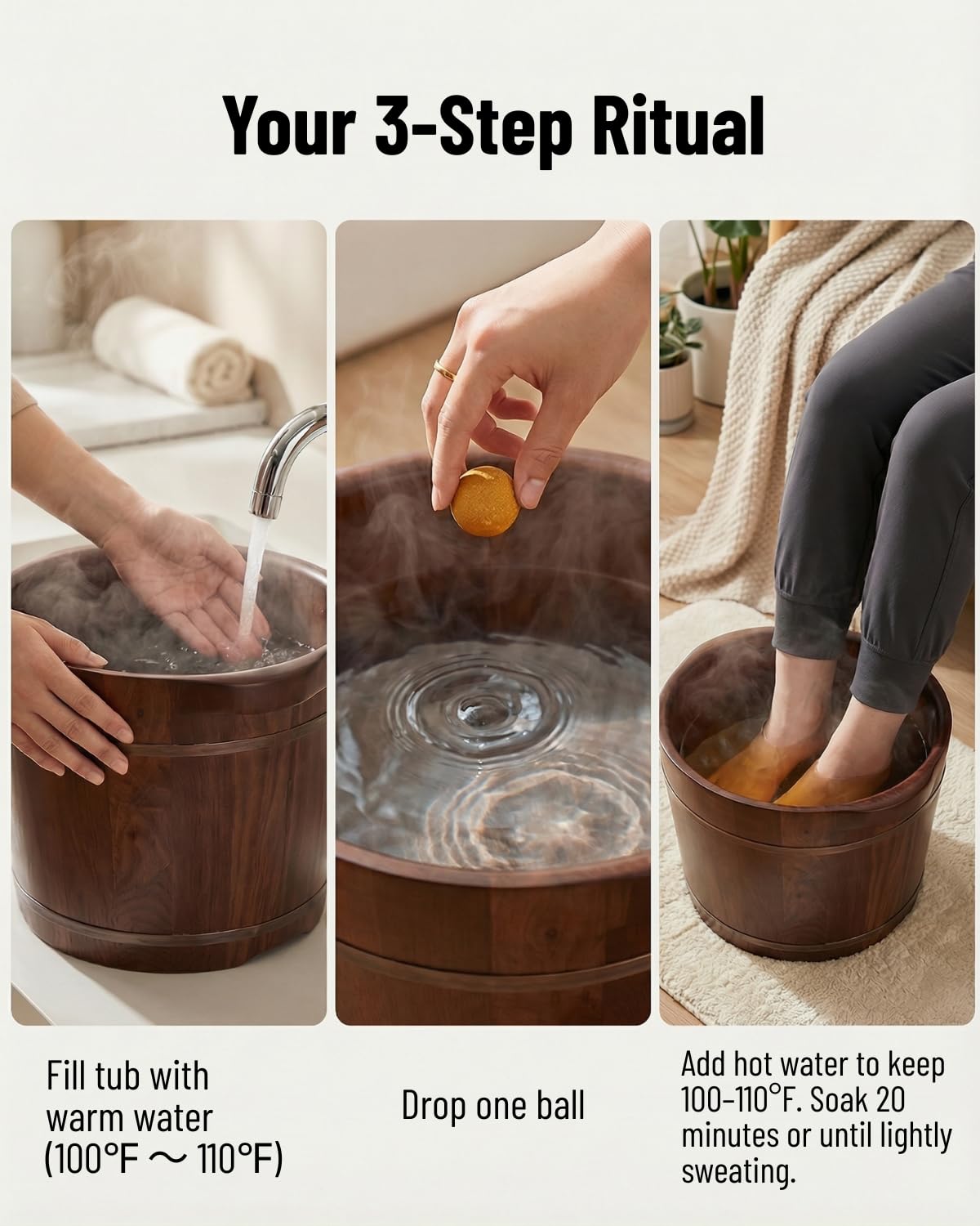 Generic ginger foot soak feet after soak showing softer, refreshed skin