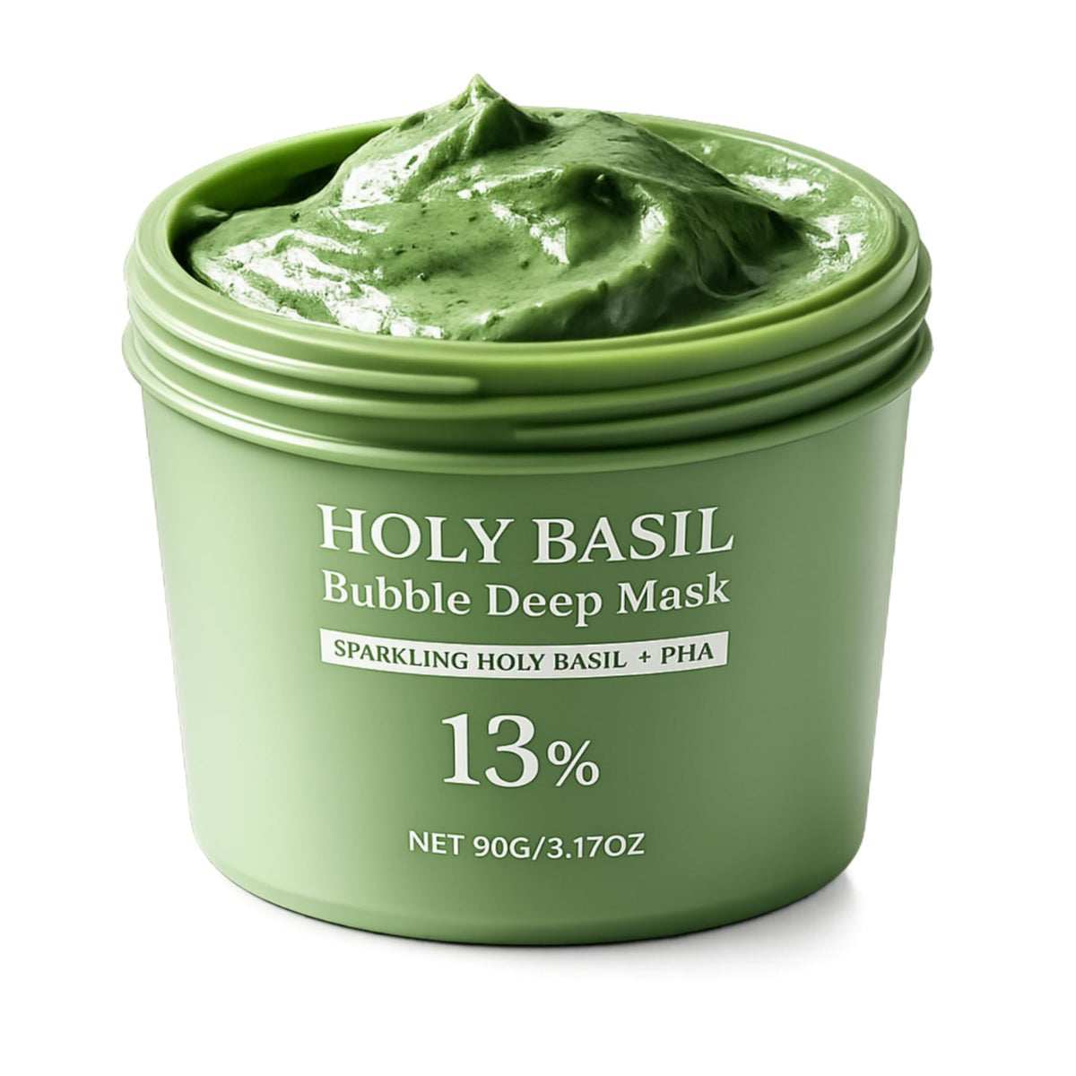 Generic holy basil bubble mask front packaging showing product label and size benefit gentle clean