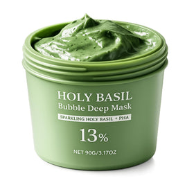 Generic holy basil bubble mask front packaging showing product label and size benefit gentle clean