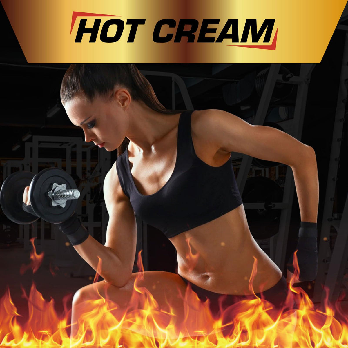 Generic Hot Sweat Cream applied to abdomen demonstrating targeted warming benefit