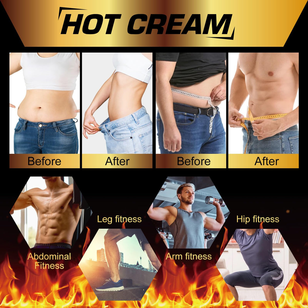 Generic Hot Sweat Cream back label with directions and warnings for safe use