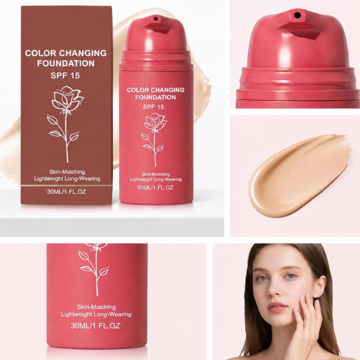 Generic brand applying foundation on mature skin to show natural, non-cakey coverage