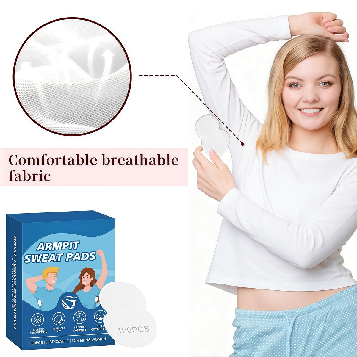 Generic individually wrapped pad removed from pack for hygiene and convenience