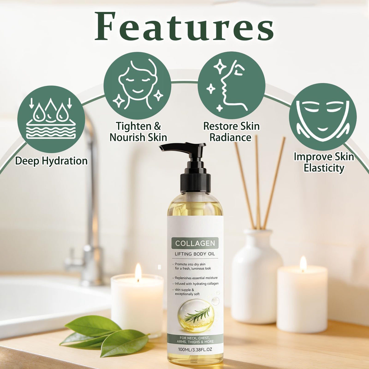 Generic display of jojoba, shea and aloe ingredients for nourishing blend