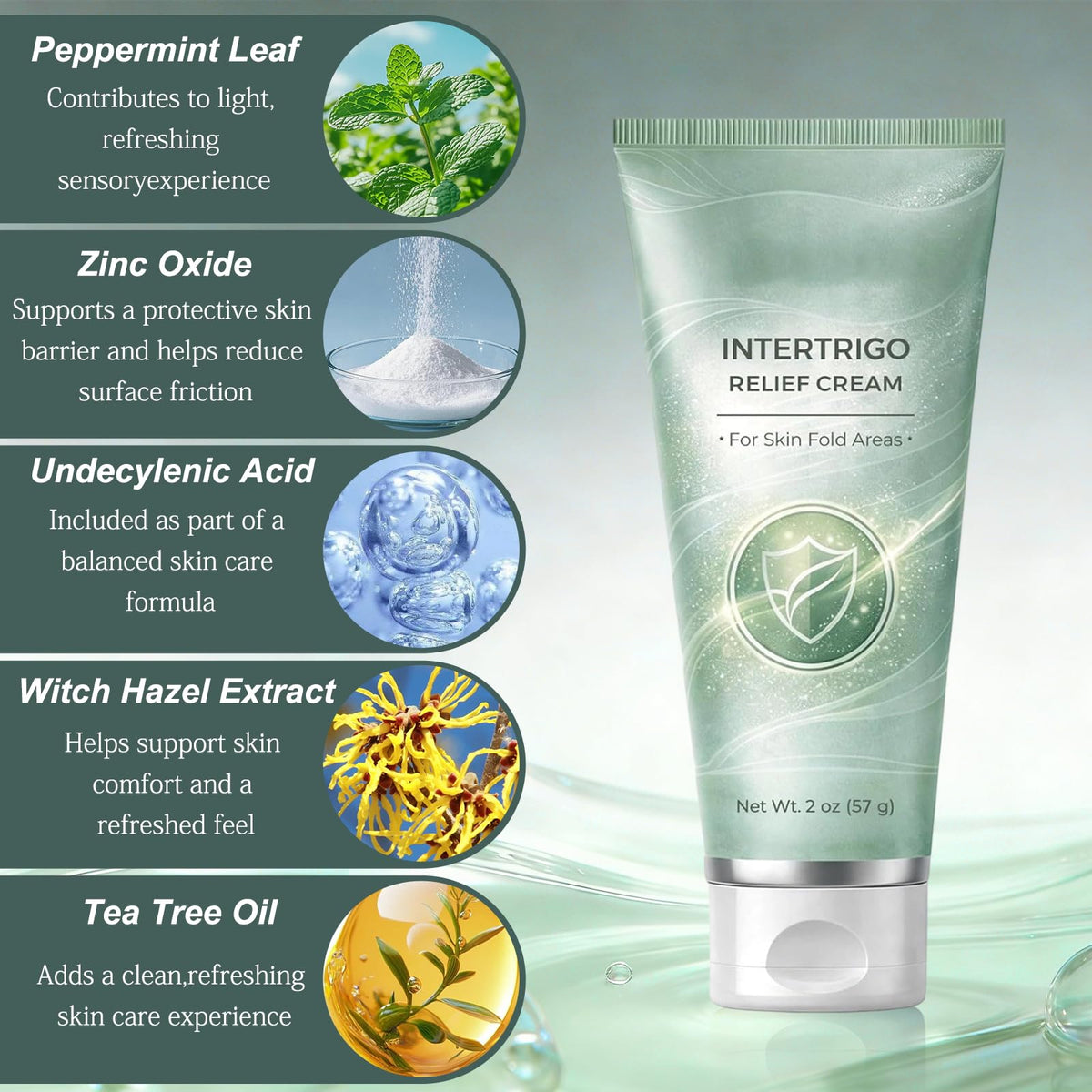 Generic application inner-thigh demonstration showing moisture control benefit
