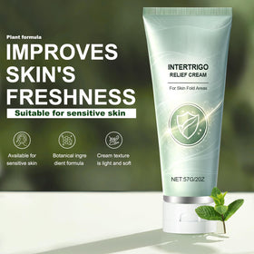 Generic intertrigo cream tube closeup texture showing fast-drying finish