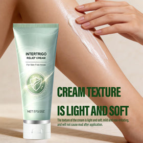 Generic intertrigo cream used under-breast showing breathable comfort benefit