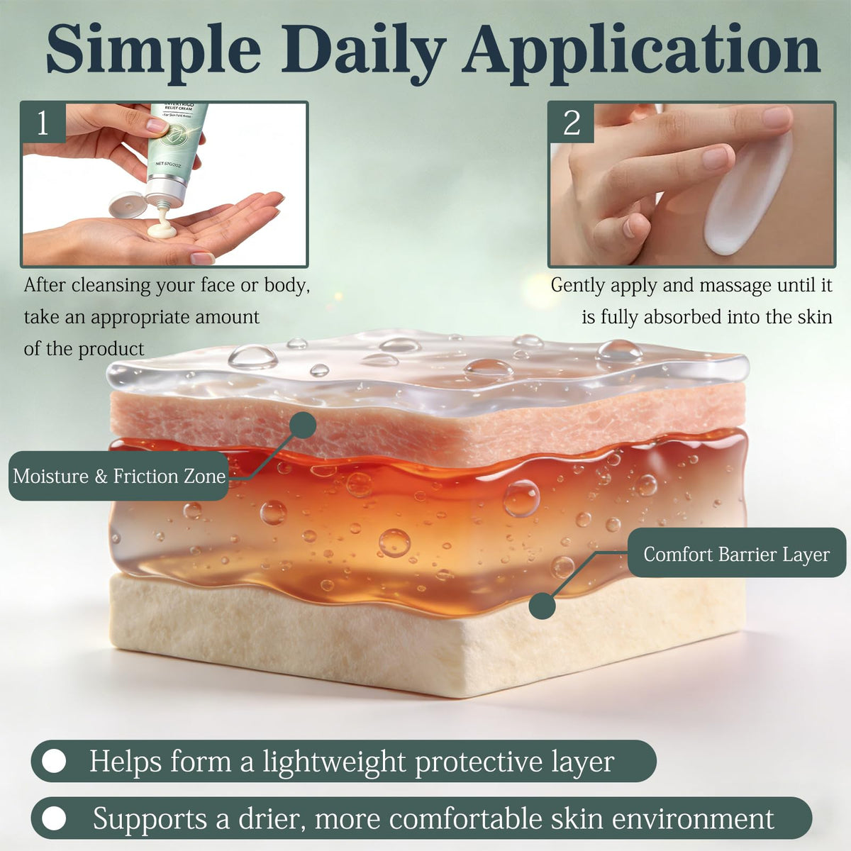 Generic label close-up showing ingredient details and gentle formulation benefit