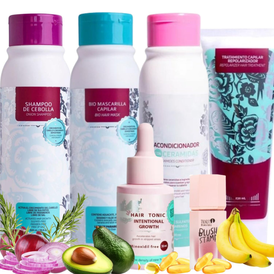 Generic kit front packaging showing all five products and a clean scalp care benefit