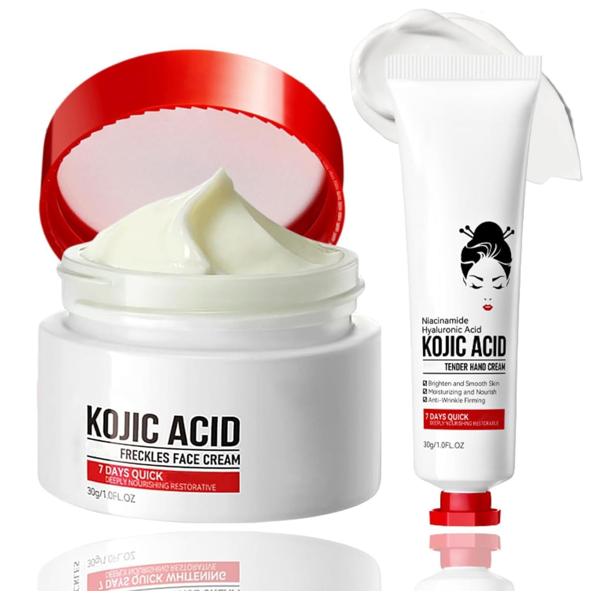Generic kojic acid cream front packaging showing product and brand benefits