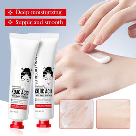 Generic kojic acid cream size comparison with natural ingredient visuals for clarity