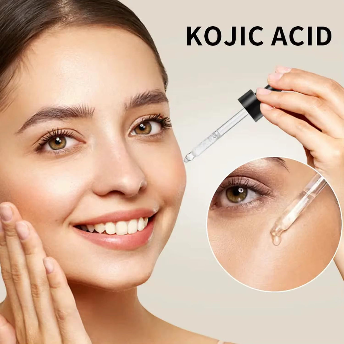 Generic brand kojic acid serum lifestyle bathroom setting conveying daily routine ease