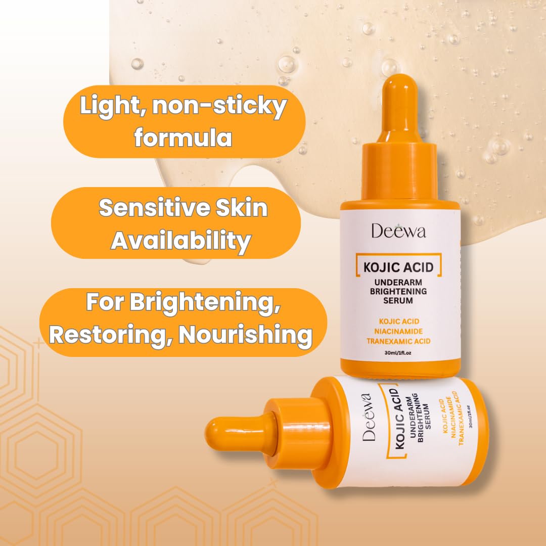 Generic Kojic serum used on elbow and knee illustrating smoothing effect