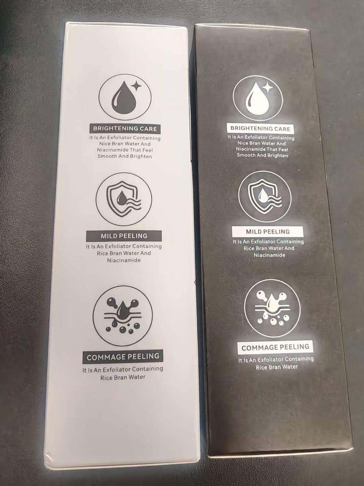 Generic label and ingredient list highlighting rice extracts and hydrating benefit