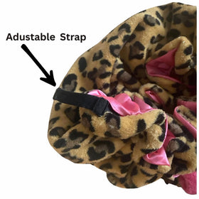 Generic bonnet adjustable strap detail for secure, customized fit
