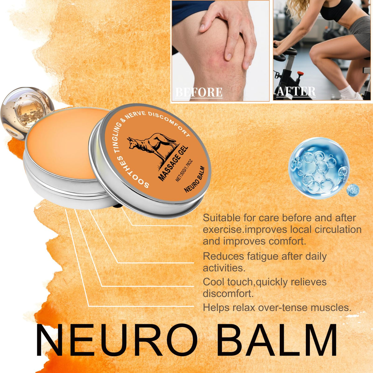 generic Neuro Balm applied to neck and shoulder showing gentle massage and cooling comfort