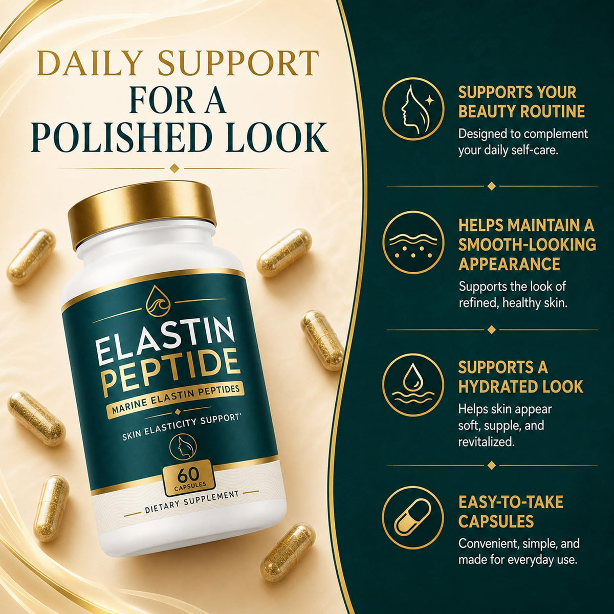 Generic open bottle revealing capsules inside to highlight capsule count and storage
