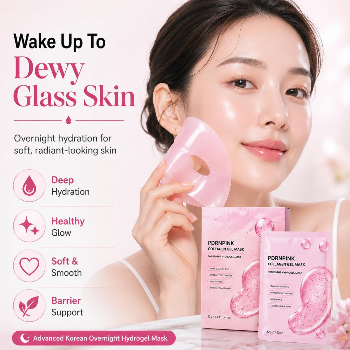 Generic two-piece hydrogel mask laid flat to show upper and lower sections