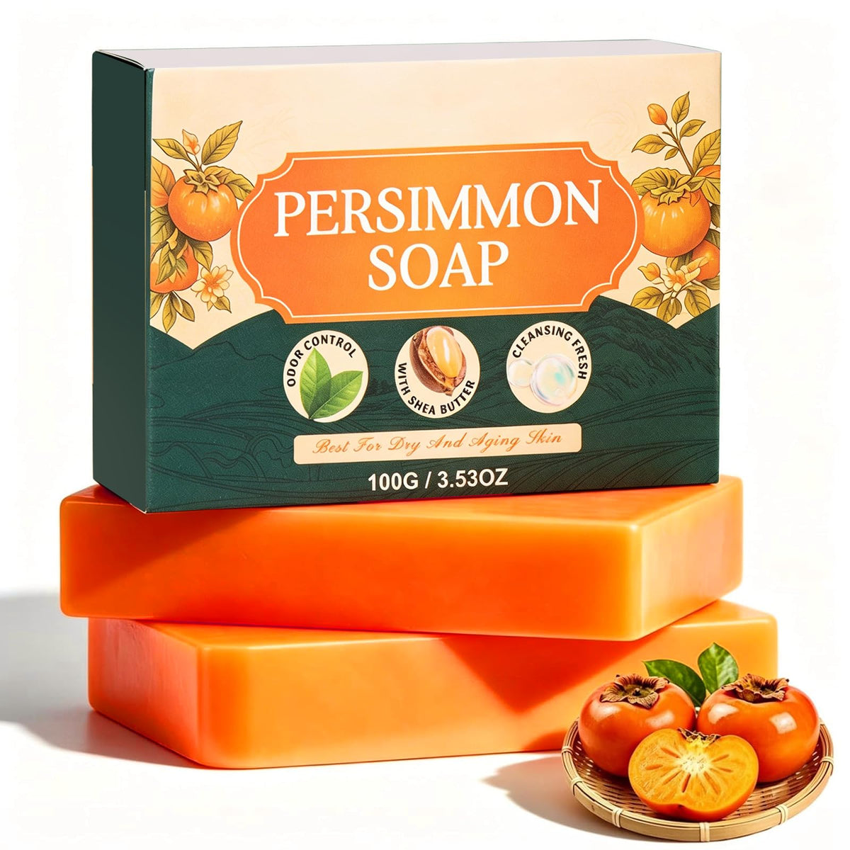 Generic persimmon soap front packaging showing clean design and product clarity