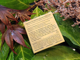 Generic persimmon soap ingredient label displaying persimmon tannin and green tea benefits