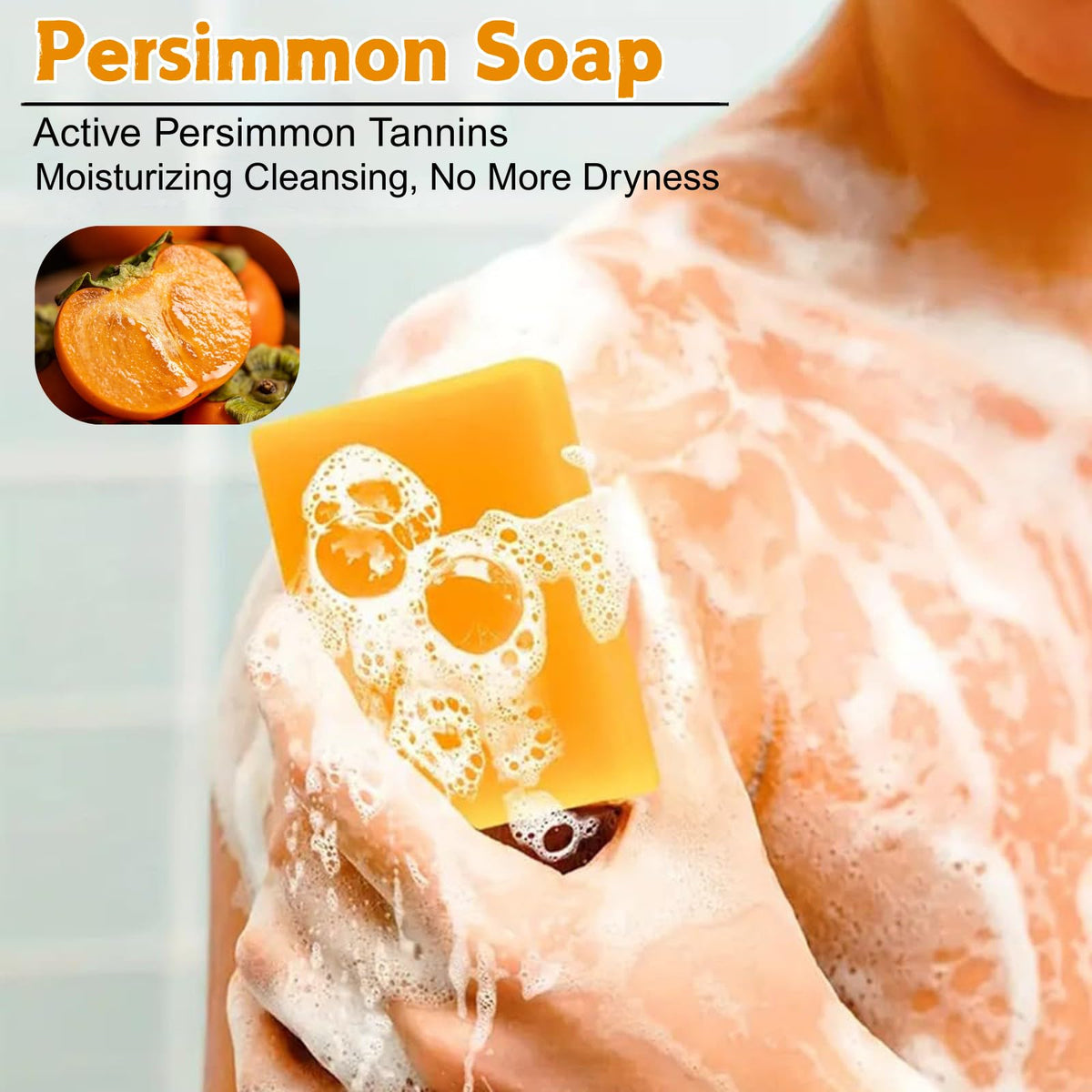 Product label and ingredients panel for Generic persimmon soap transparency