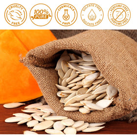 Generic pumpkin seed oil on bathroom vanity in routine setting promoting daily care benefit