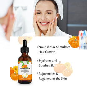 Generic pumpkin seed oil texture drop on hand showing lightweight absorption benefit