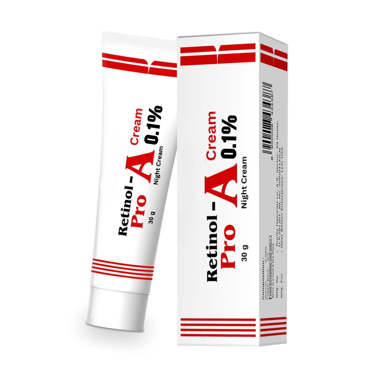 Generic Retinol Pro front packaging showing jar and label for easy identification and quick use