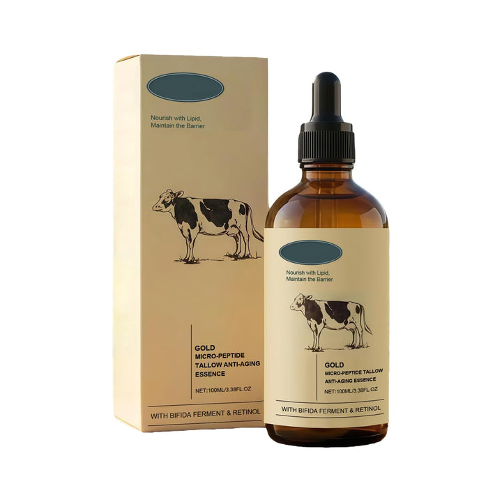 Generic retinol tallow serum front bottle shows packaging and clear dosage