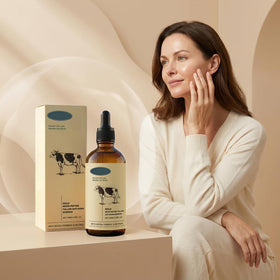 Generic retinol tallow serum in hand scale displays compact 100ml size