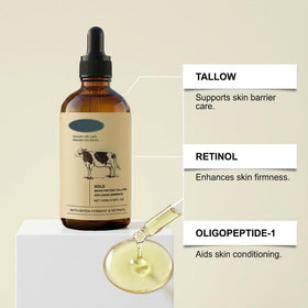 Generic retinol tallow serum pipette drop demonstrates precise application benefit