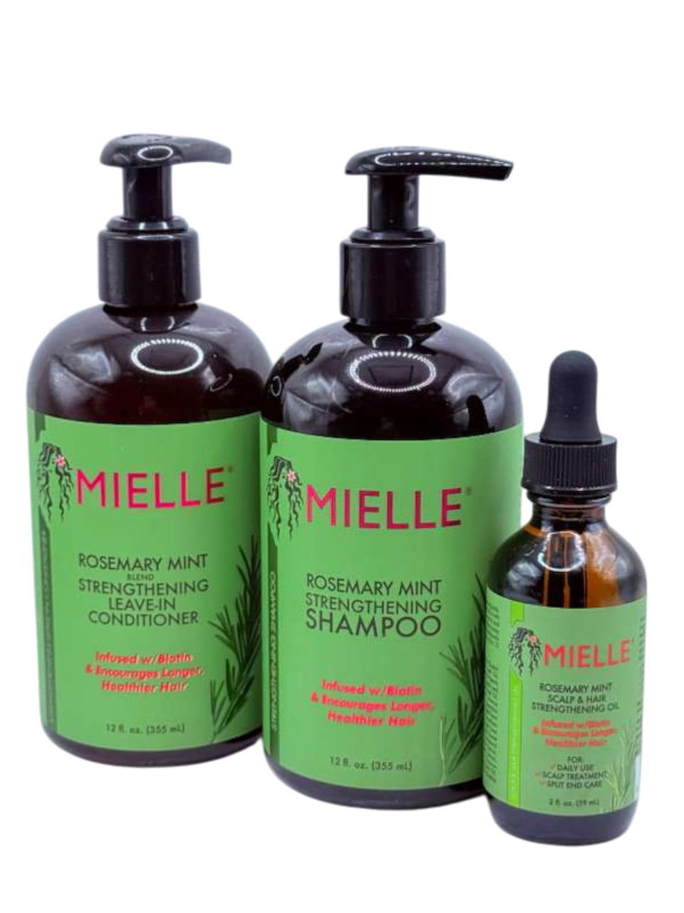 Generic rosemary mint bundle front packaging showing three products and benefits