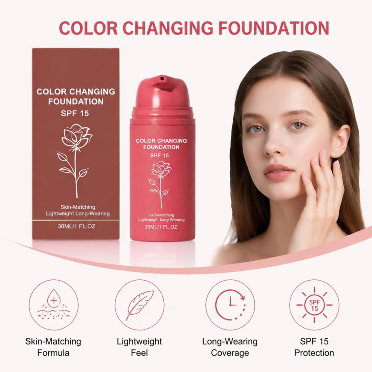 Generic brand foundation texture close-up illustrating smooth, hydrating finish