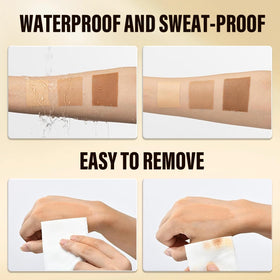 Generic texture swatch on skin showing blendable formula and natural finish benefit