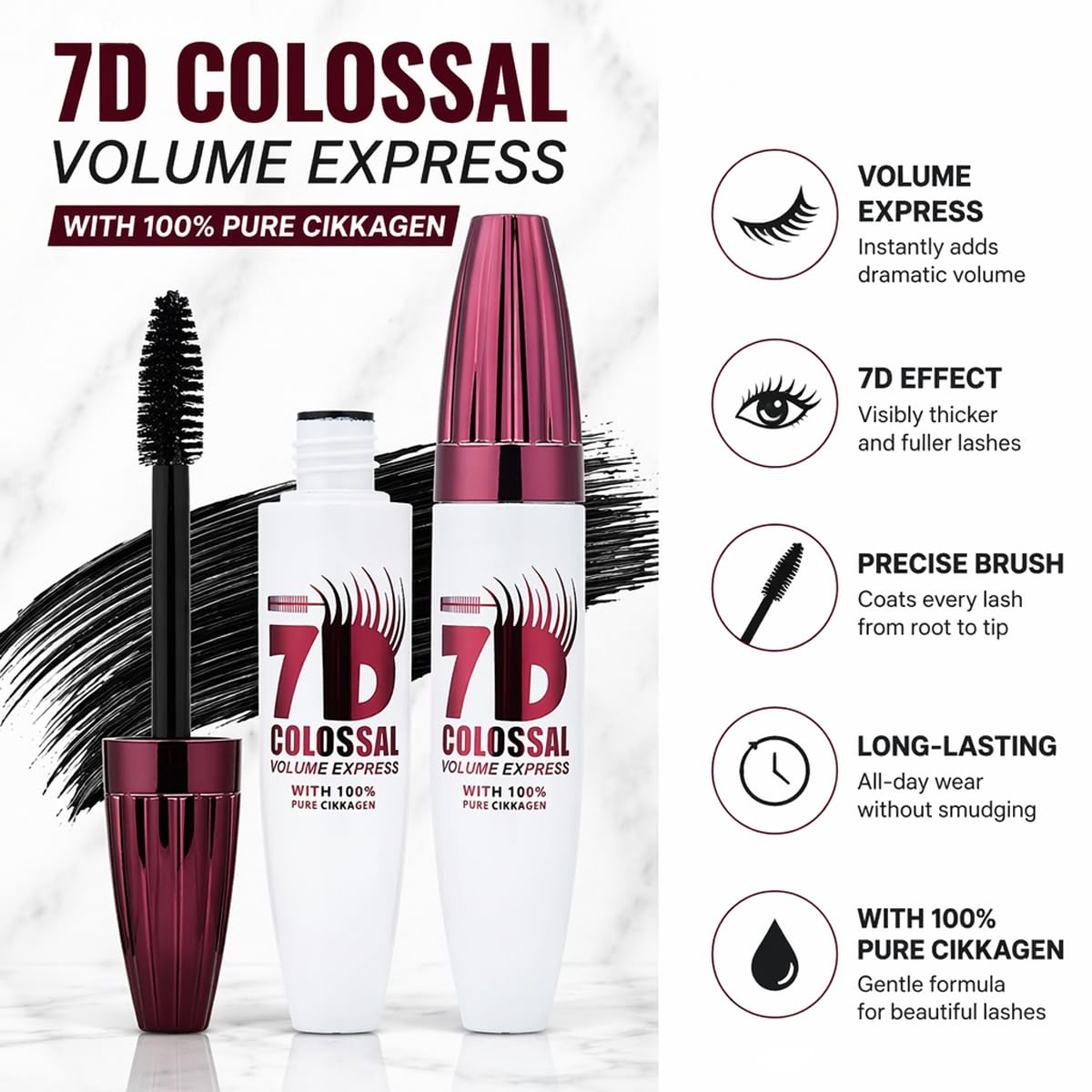 Generic mascara texture swiped showing fiber-rich formula benefit