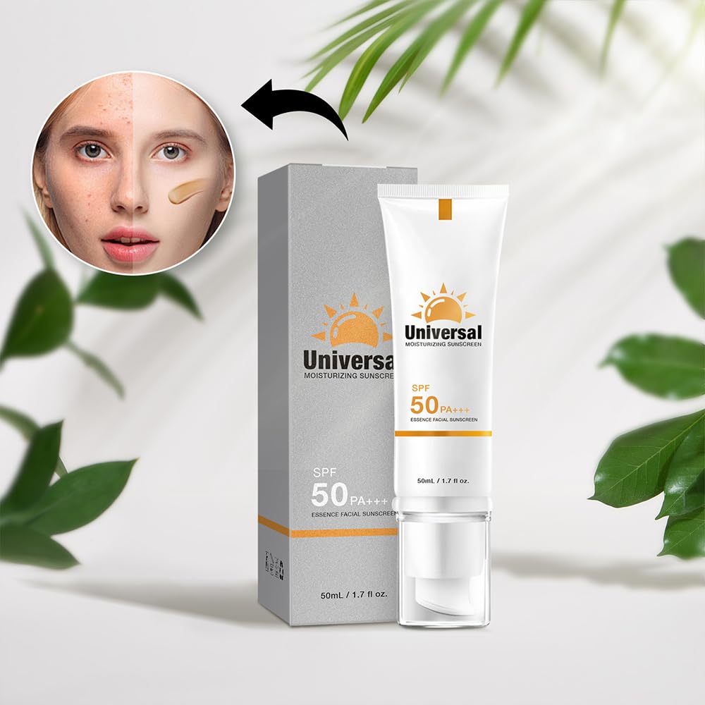 Generic sunscreen placed with makeup items illustrating brand compatibility under foundation