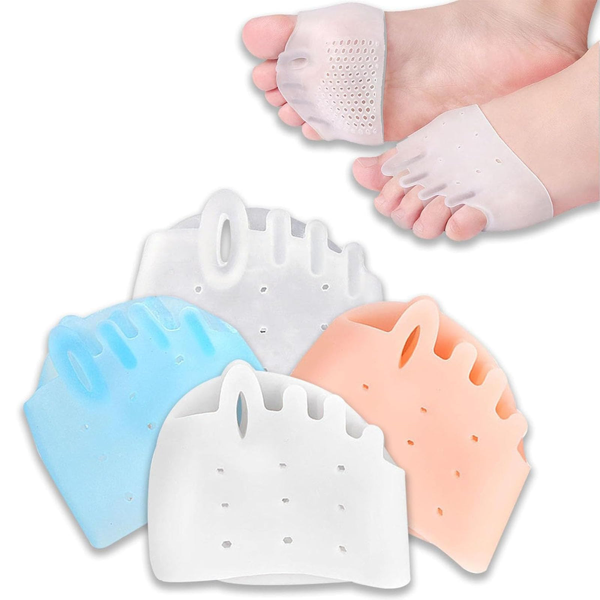 Generic toe separators front packaging showing four-color set and compact case benefits