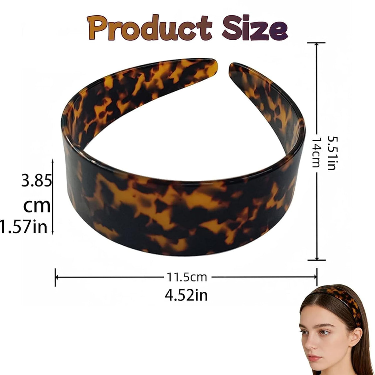 Generic tortoise shell headband worn by model demonstrating comfortable all-day wear