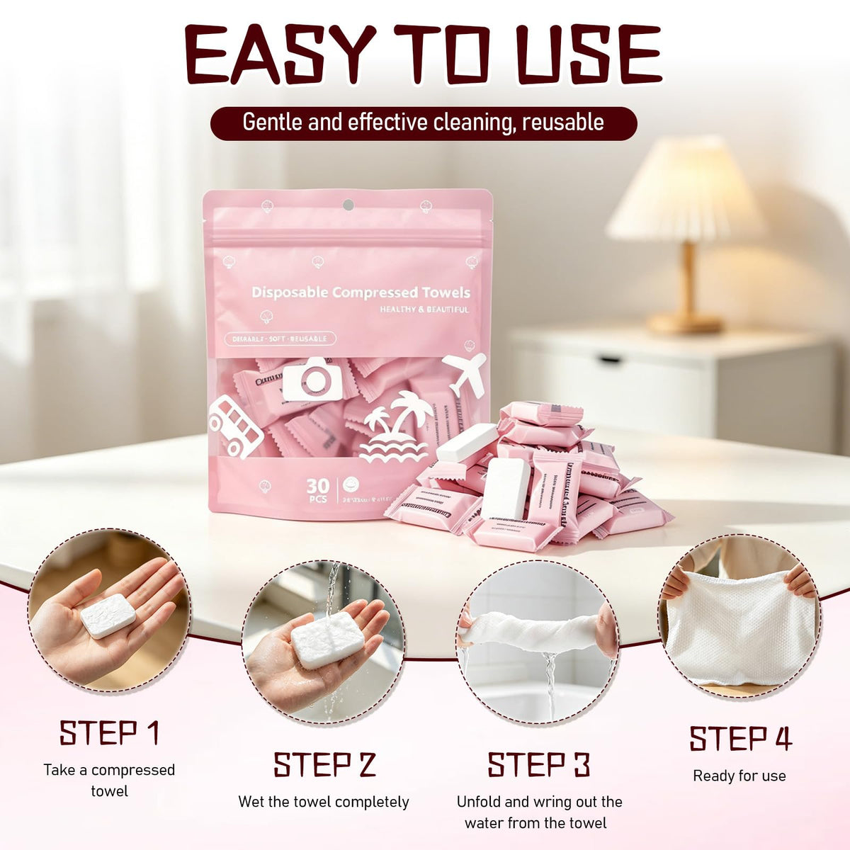 Generic towel in bathroom use removing makeup quickly and gently