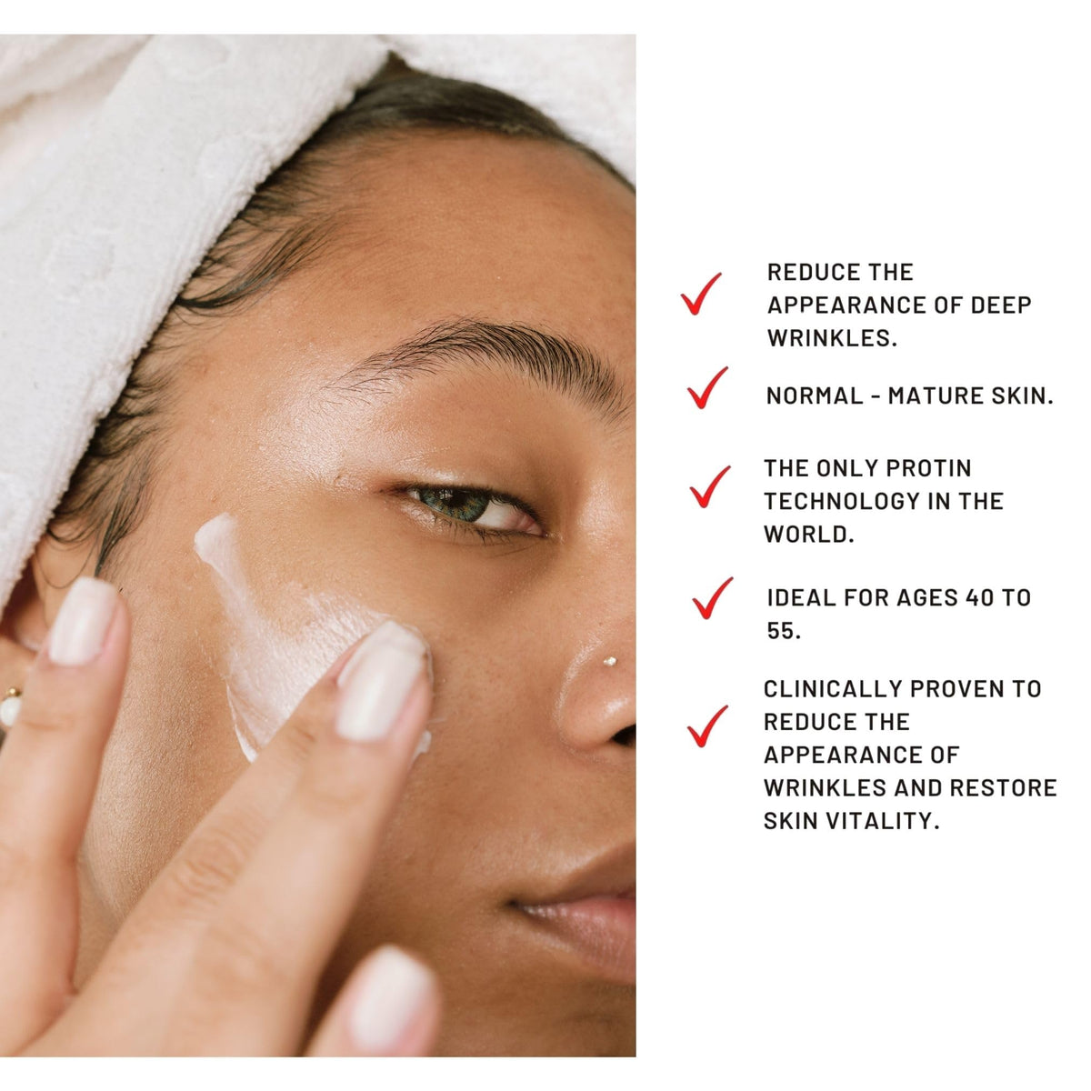 Generic Ultimate Day Cream texture close-up on fingertip highlighting smooth absorbent formula benefit
