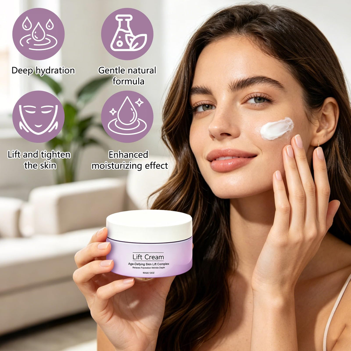 Generic Wonder Lift Cream texture close-up showing smooth formula and quick absorption benefit