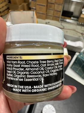 Genesis Holistic Health texture close-up of cream, demonstrates fast-absorbing finish